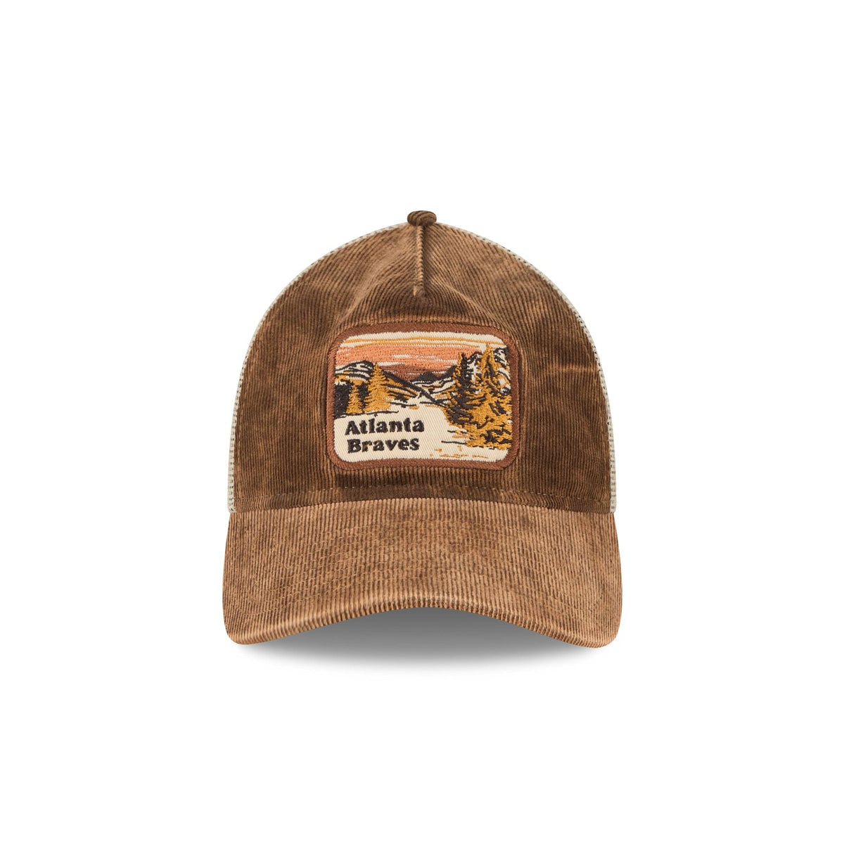 Atlanta Braves Vintage Landscape Brown 9TWENTY A-Frame Trucker Hat