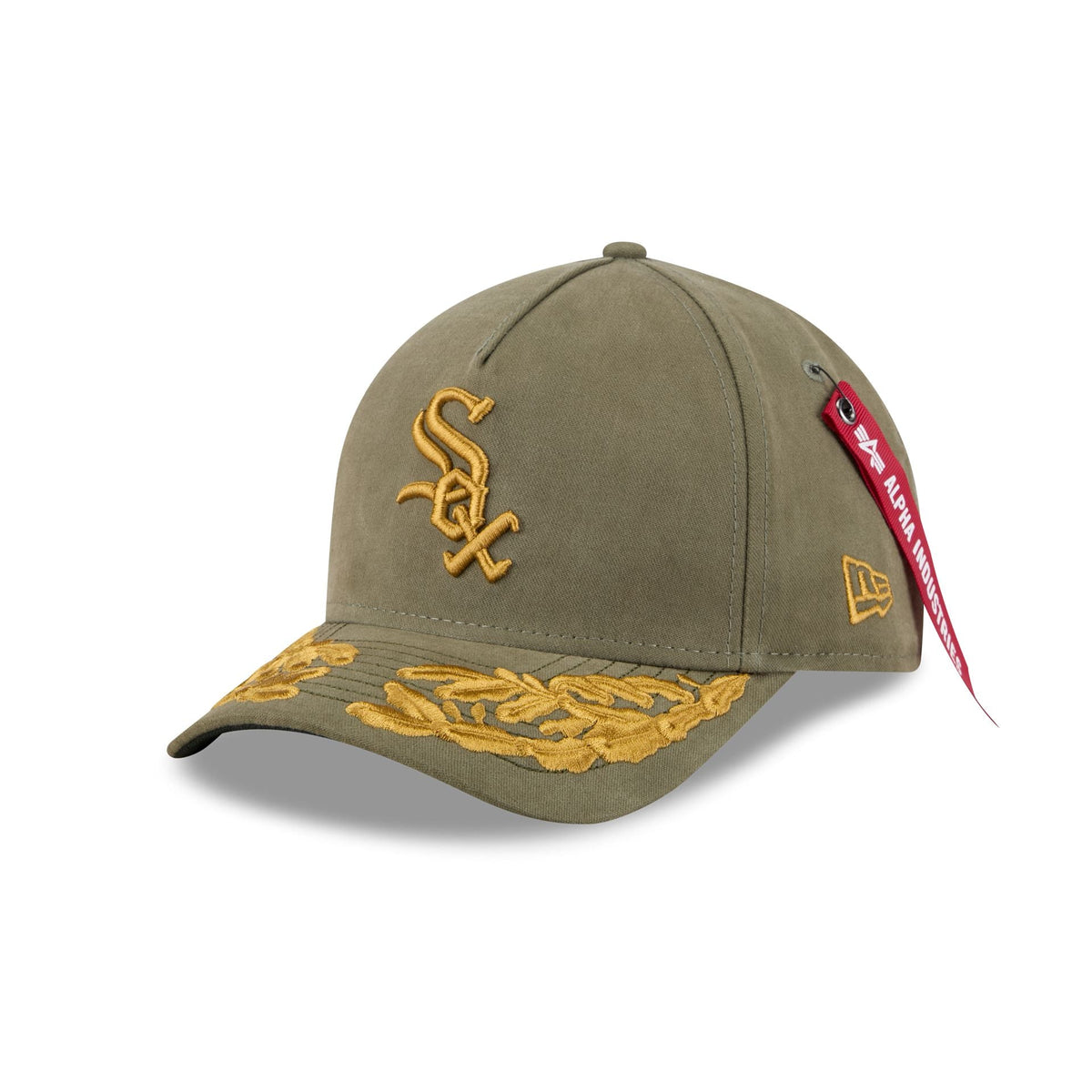 Alpha Industries x Chicago White Sox Olive Green 9FORTY M-Crown A-Frame Snapback Hat