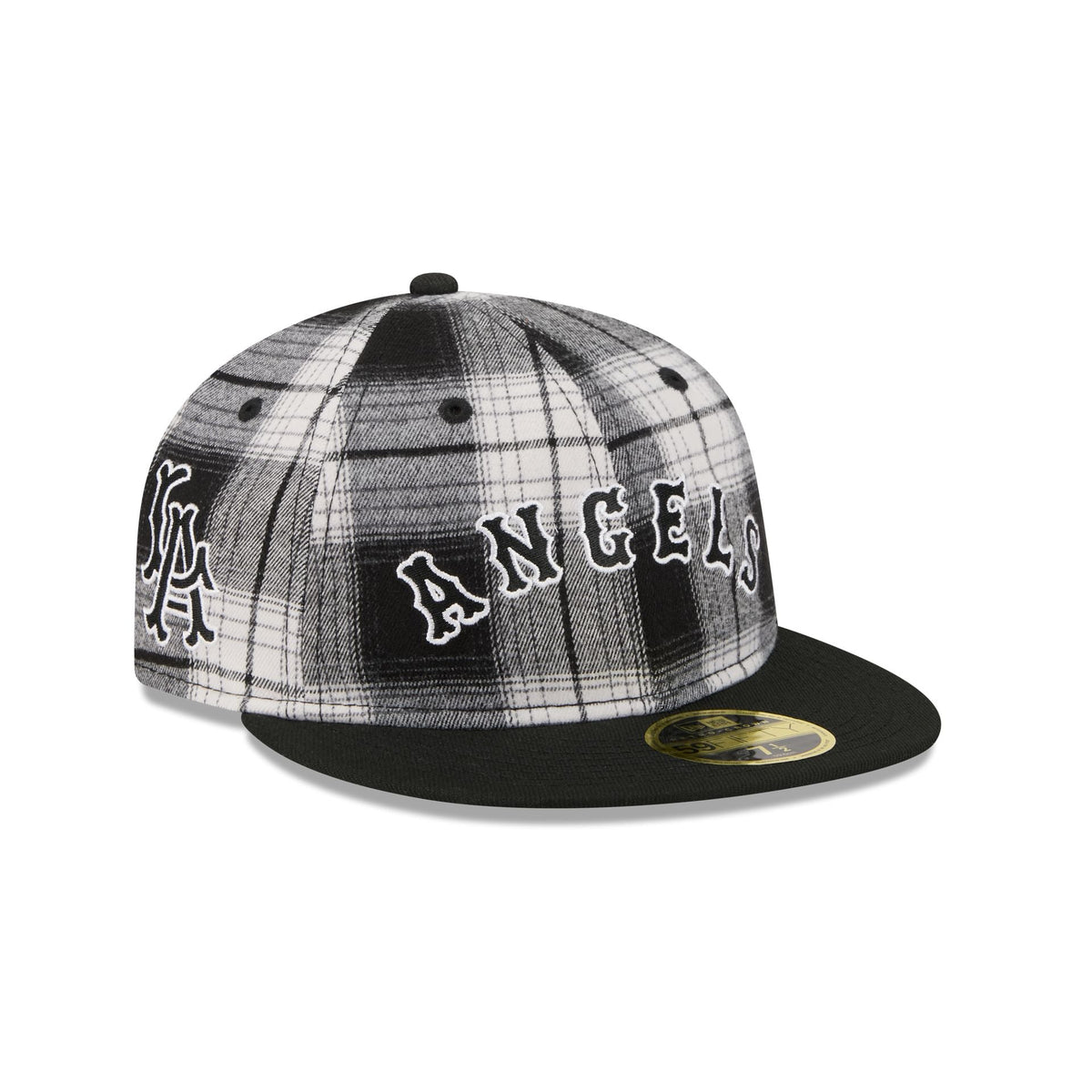 Los Angeles Angels Grunge Plaid Retro Crown 59FIFTY Fitted Hat
