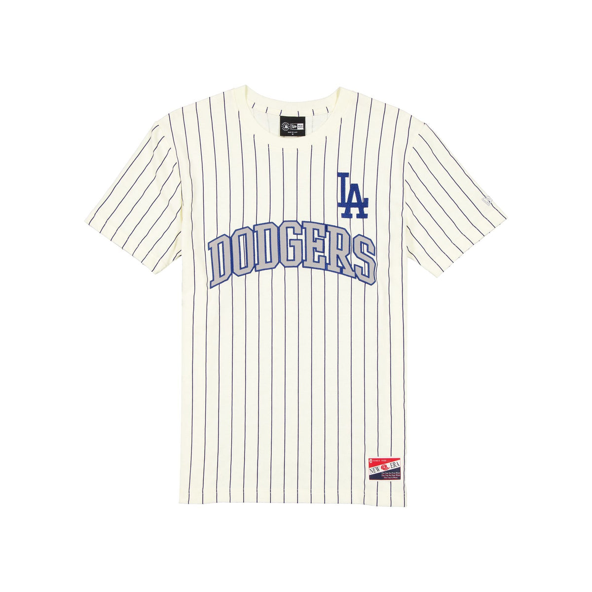 Los Angeles Dodgers Throwback Applique Pinstripe Chrome White T-Shirt