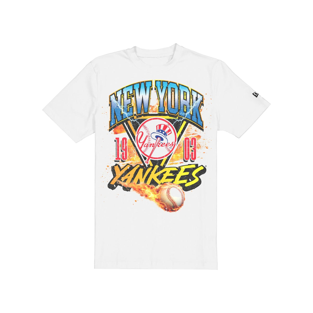 New York Yankees Lifestyle Graphics Fireball White T-Shirt