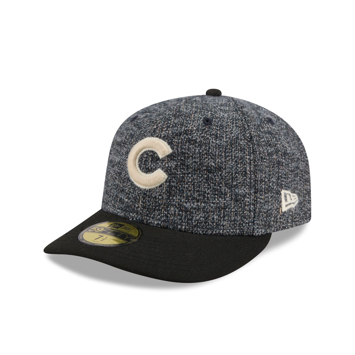 Chicago Cubs Three Looms Tweedy Cotton Black 59FIFTY Fitted Hat