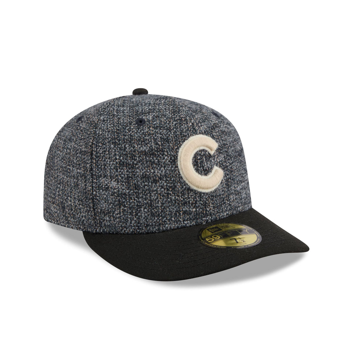Chicago Cubs Three Looms Tweedy Cotton Black 59FIFTY Fitted Hat