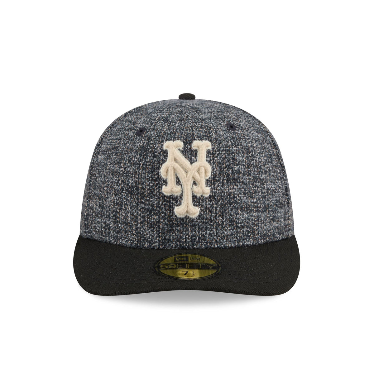 New York Mets Three Looms Tweedy Cotton Black 59FIFTY Fitted Hat