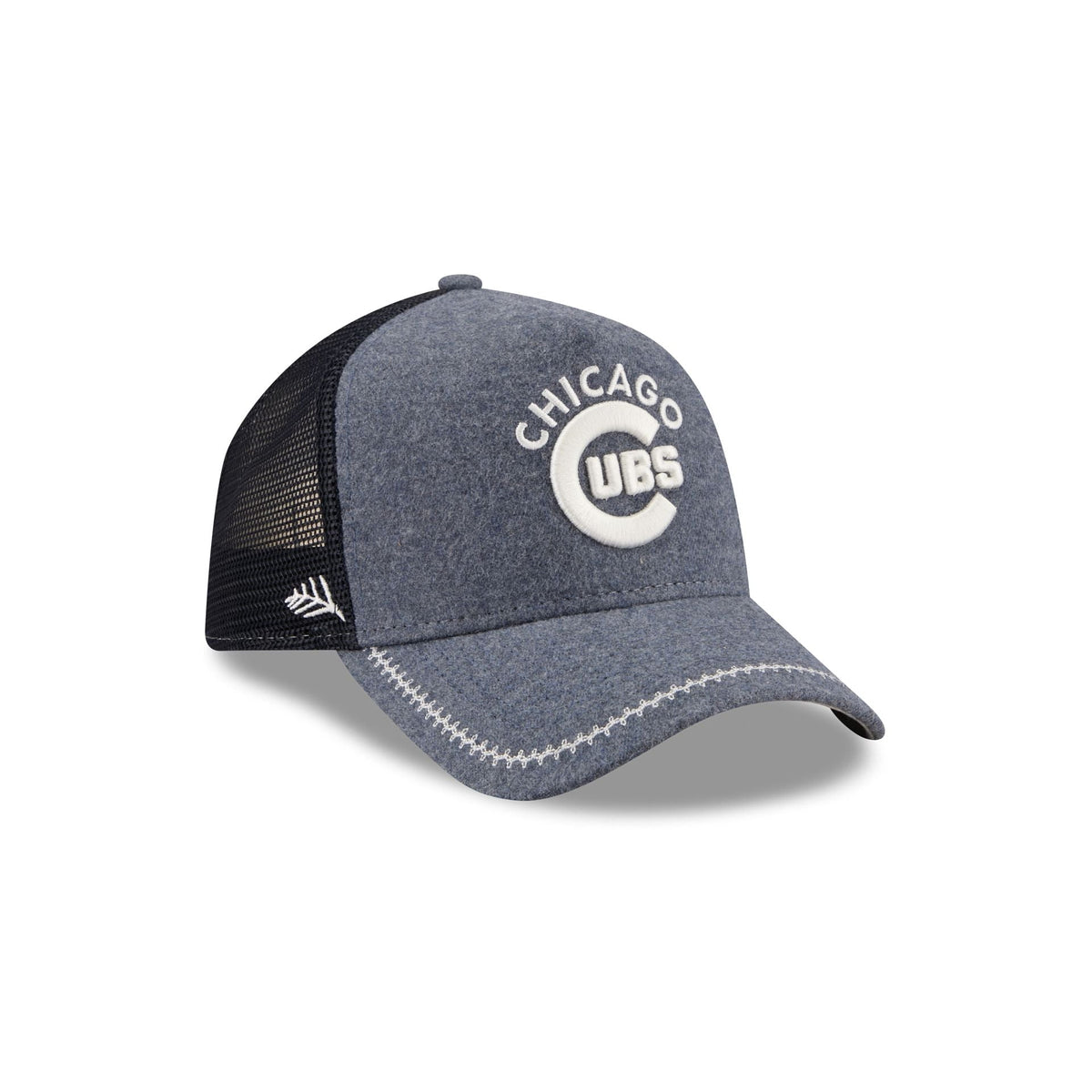 Chicago Cubs Navy Brushed Chambray 9FORTY A-Frame Trucker Hat