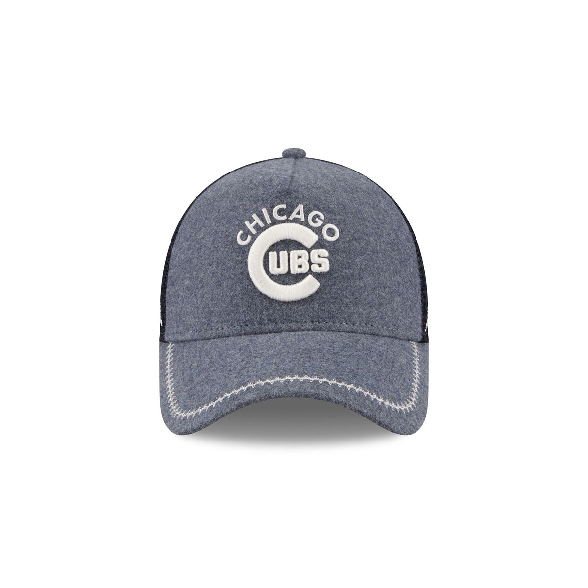 Chicago Cubs Navy Brushed Chambray 9FORTY A-Frame Trucker Hat