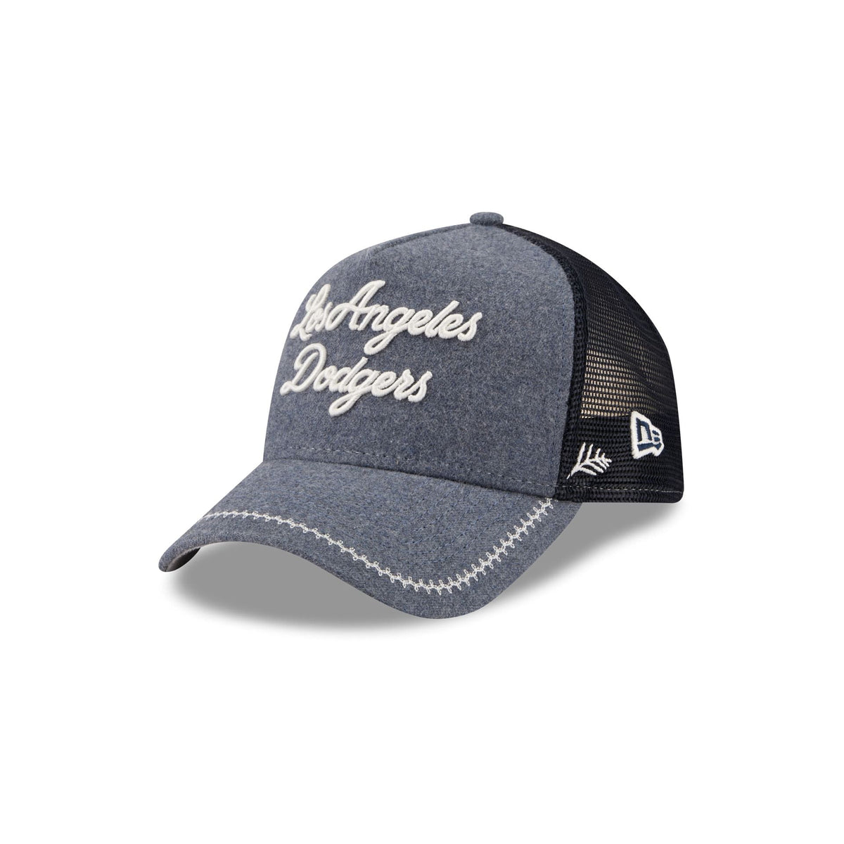 Los Angeles Dodgers Navy Brushed Chambray 9FORTY A-Frame Trucker Hat