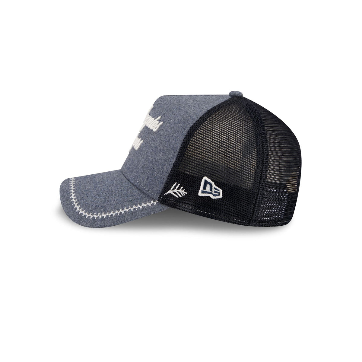 Los Angeles Dodgers Navy Brushed Chambray 9FORTY A-Frame Trucker Hat
