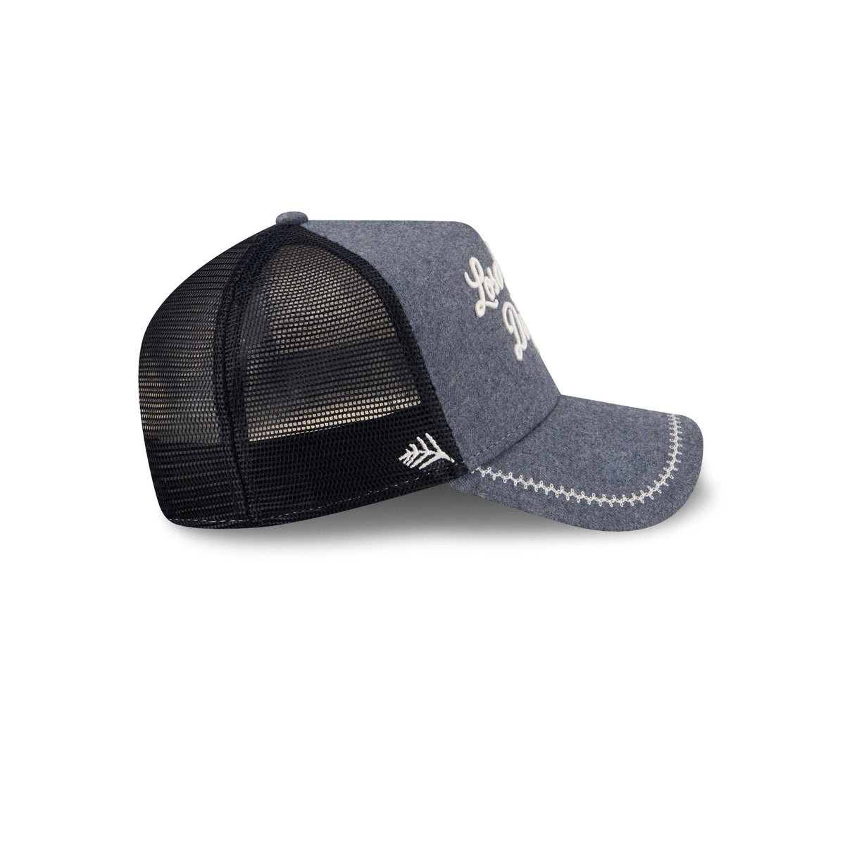 Los Angeles Dodgers Navy Brushed Chambray 9FORTY A-Frame Trucker Hat
