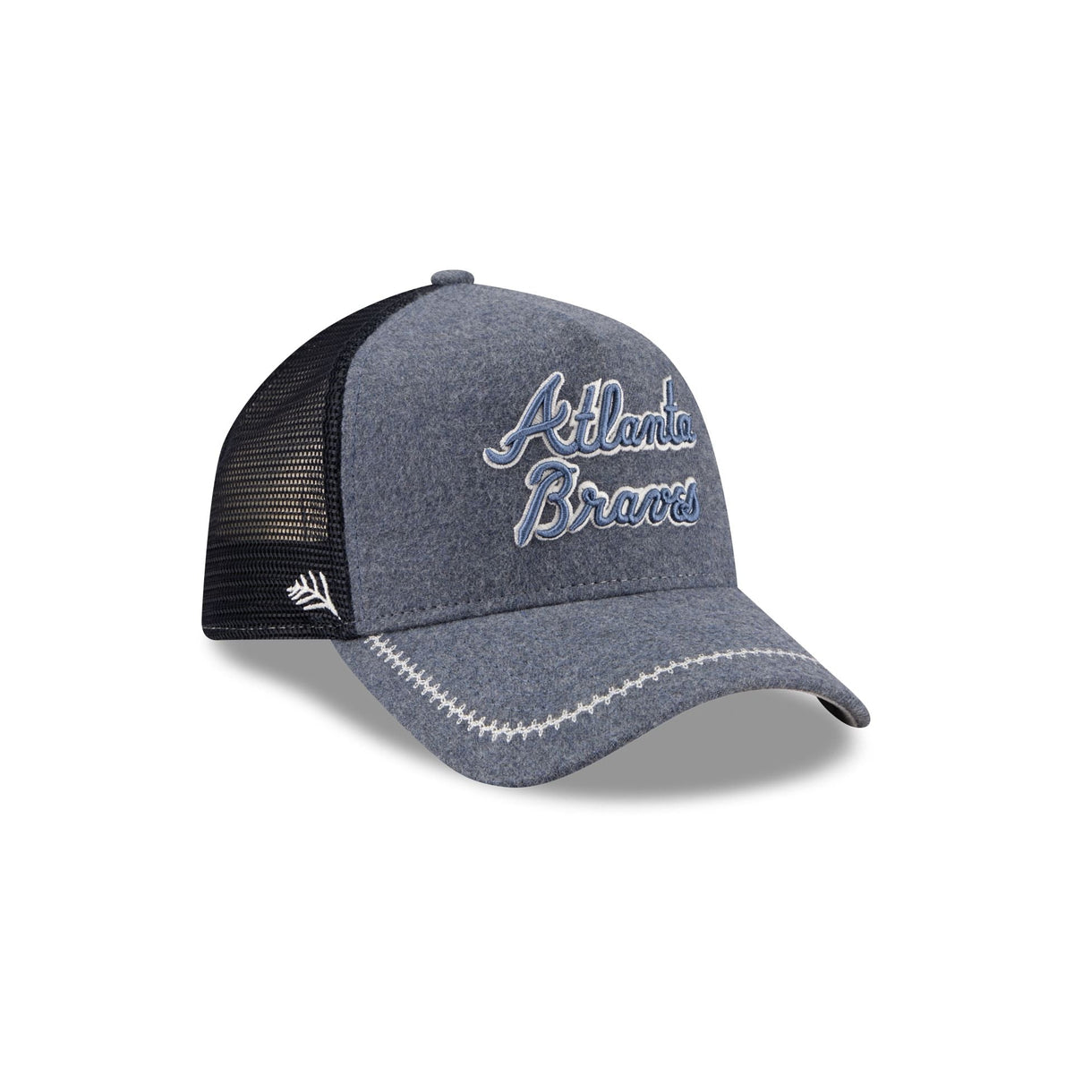 Atlanta Braves Navy Brushed Chambray 9FORTY A-Frame Trucker Hat