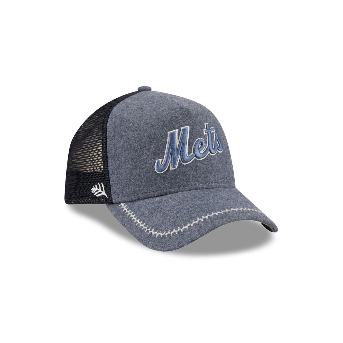 New York Mets Navy Brushed Chambray 9FORTY A-Frame Trucker Hat