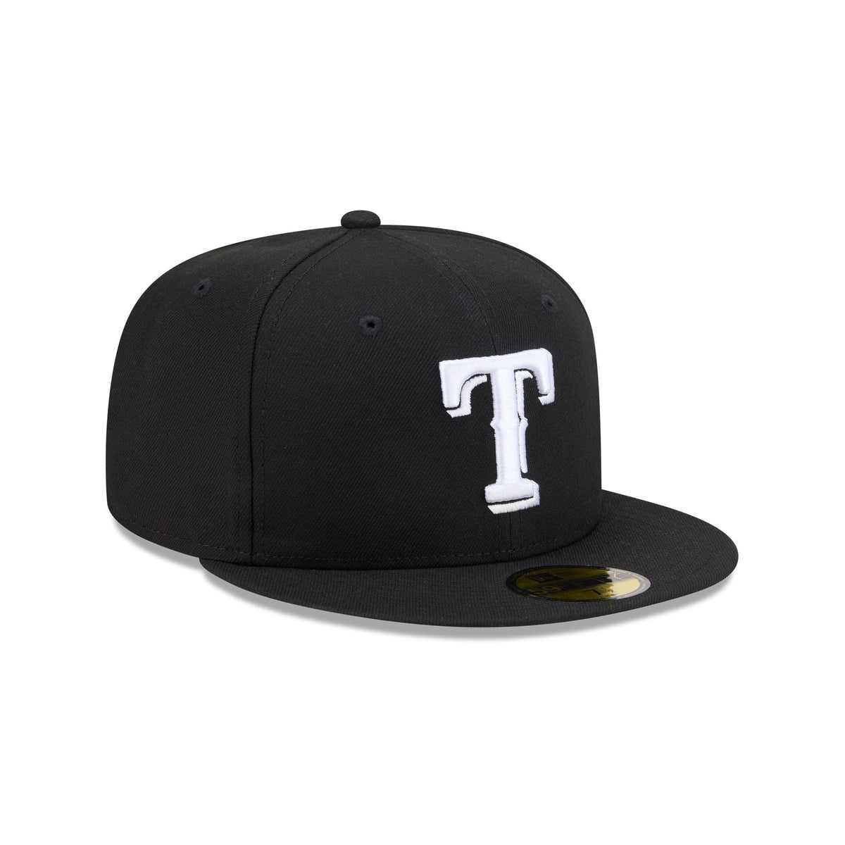 Texas Rangers Black and White Basic 59FIFTY Fitted Hat