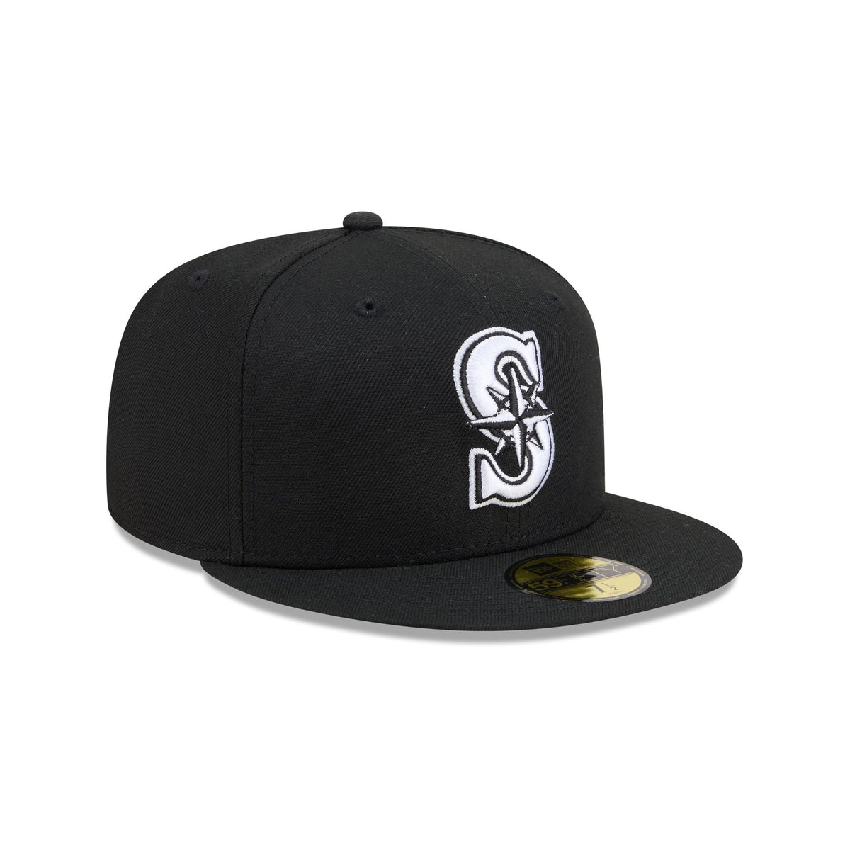 Seattle Mariners Black and White Basic 59FIFTY Fitted Hat