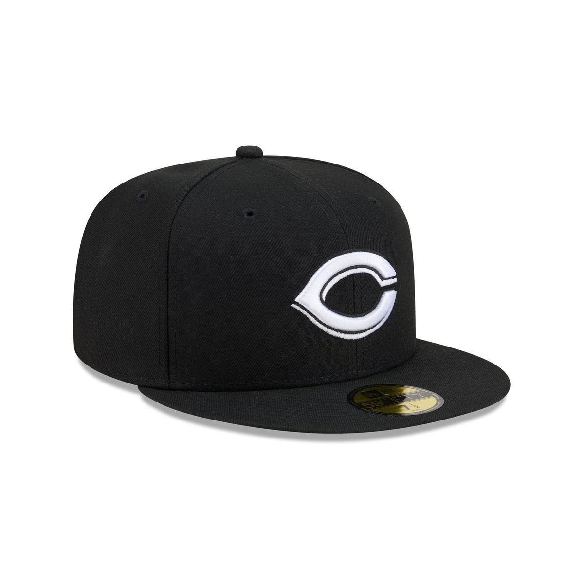 Cincinnati Reds Black and White Basic 59FIFTY Fitted Hat