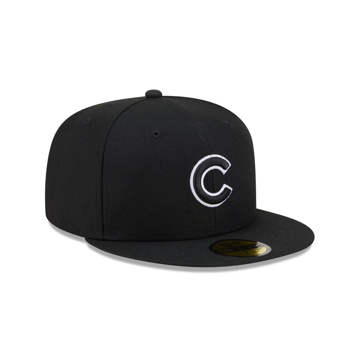 Chicago Cubs Black and White Basic 59FIFTY Fitted Hat