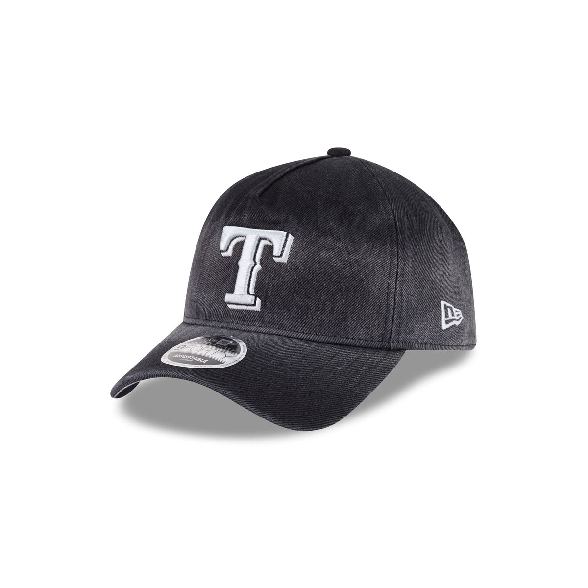 Texas Rangers Washed Black Denim 9FORTY A-Frame Unstructured Snapback Hat