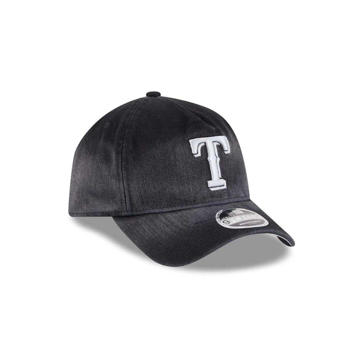 Texas Rangers Washed Black Denim 9FORTY A-Frame Unstructured Snapback Hat